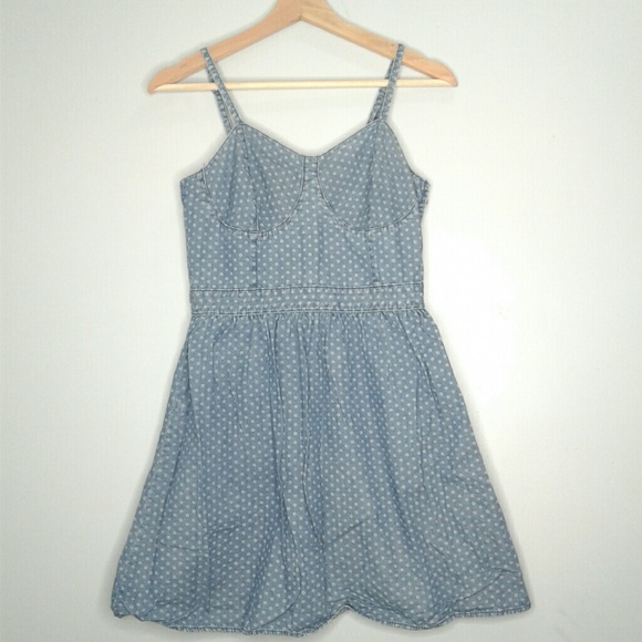 Mossimo Polka Dot Jean Dress Denim Size 